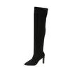 2025 New Fall Winter Over The Knee Boots Women's Pointed Toe Suede Sleeve Non-Slip Plus Suede Warm Heeled Fashion Boots