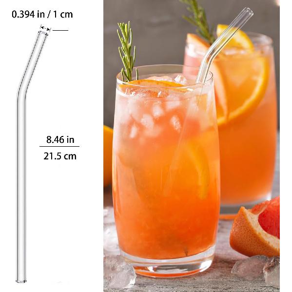 Reble Glass Straws 10-Pack Drinking Straw 4 Bent + 4 Straight + 2 Wider Smoothie Straws with 2 Cleaning Brushes