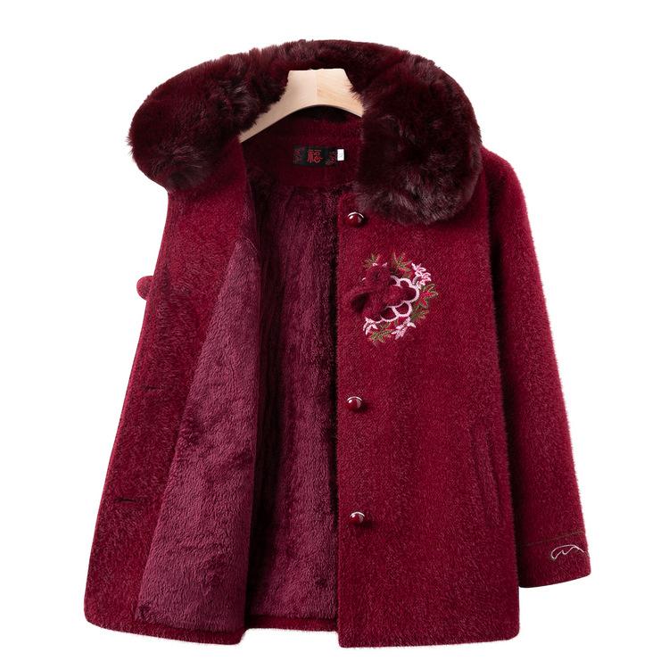 

Бабушка Осень Короткая куртка Модная Богатая леди Весна и Осень Плюс Шерстяное пальто Пожилая женщина Мать Осенне-зимняя одежда 5XL