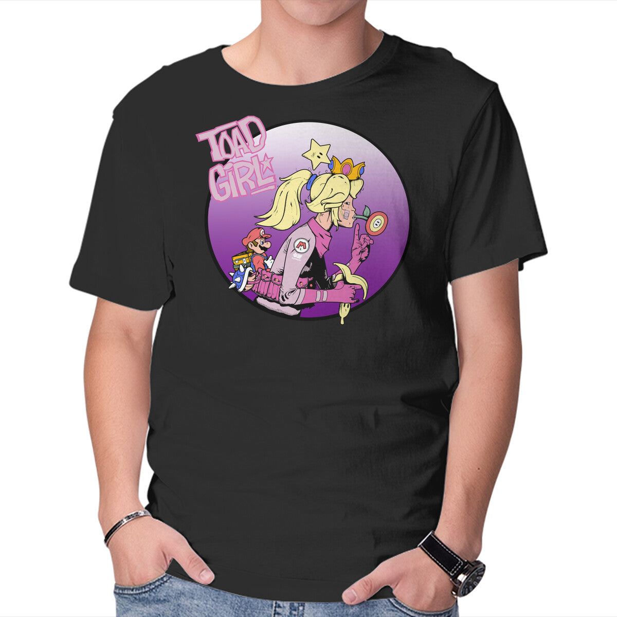 Unisex Crew Neck T-Shirt Toad Girl Graphic Short Sleeve Casual Tee XXL