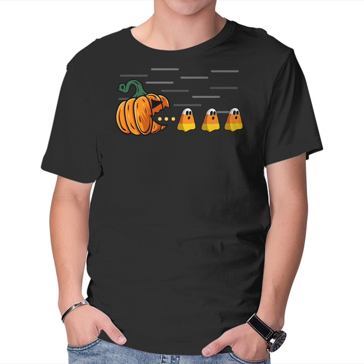 Unisex Crew Neck T-Shirt Candy Corn Hunter Graphic Short Sleeve Casual Tee S