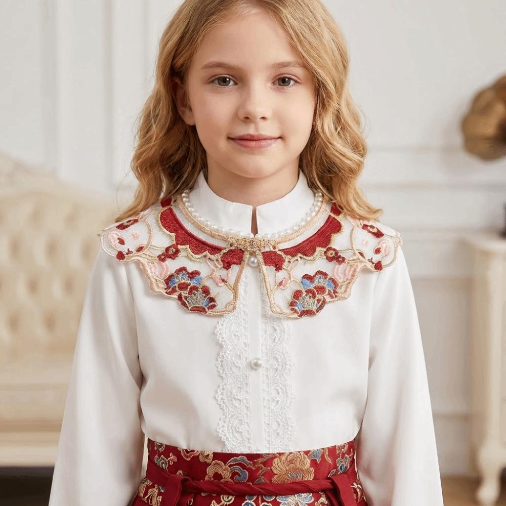 Elegant Hanfu Shawl Floral Pattern Hanfu Shoulder Collar Ancient False Collar Costume Accessory