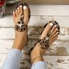 Fashion Flip Flops Summer New Casual Large Size Leopard Print Women's Flat Beach Flip Flops Sandals