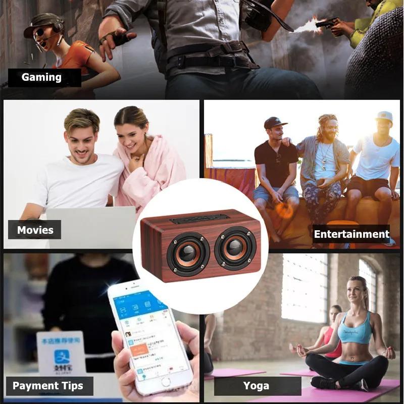 Wireless Bluetooth Soundbar Wooden Computer Speaker Portable HiFi Stereo Music Surround Music Player for iPhone Sumsung Xiaomi