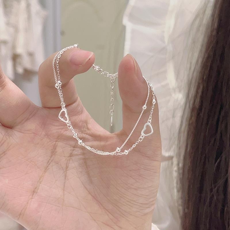 

Настоящее золотое гальваническое покрытие, долговечное сохранение цвета, двухслойный браслет Love, женский летний сладкий изысканный легкий роскошный ювелирный аксессуар высокого класса copper