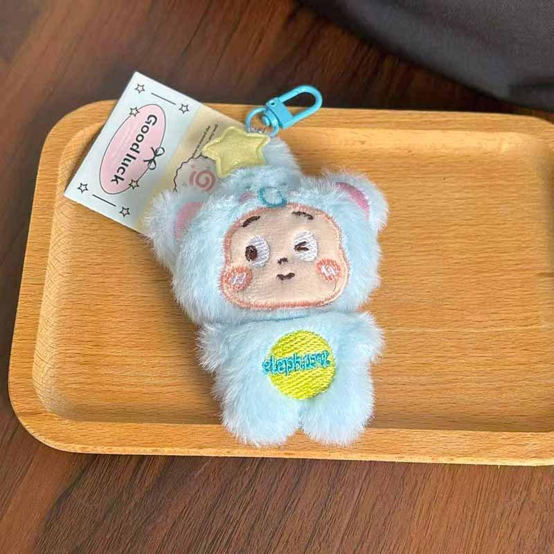 1 st Tecknad Pyjamas Stjärnman Nyckelring Plysch Hängande Prydnad Väskhänge Djur Uppstoppad Nyckelring Tillbehör Semestergåvor