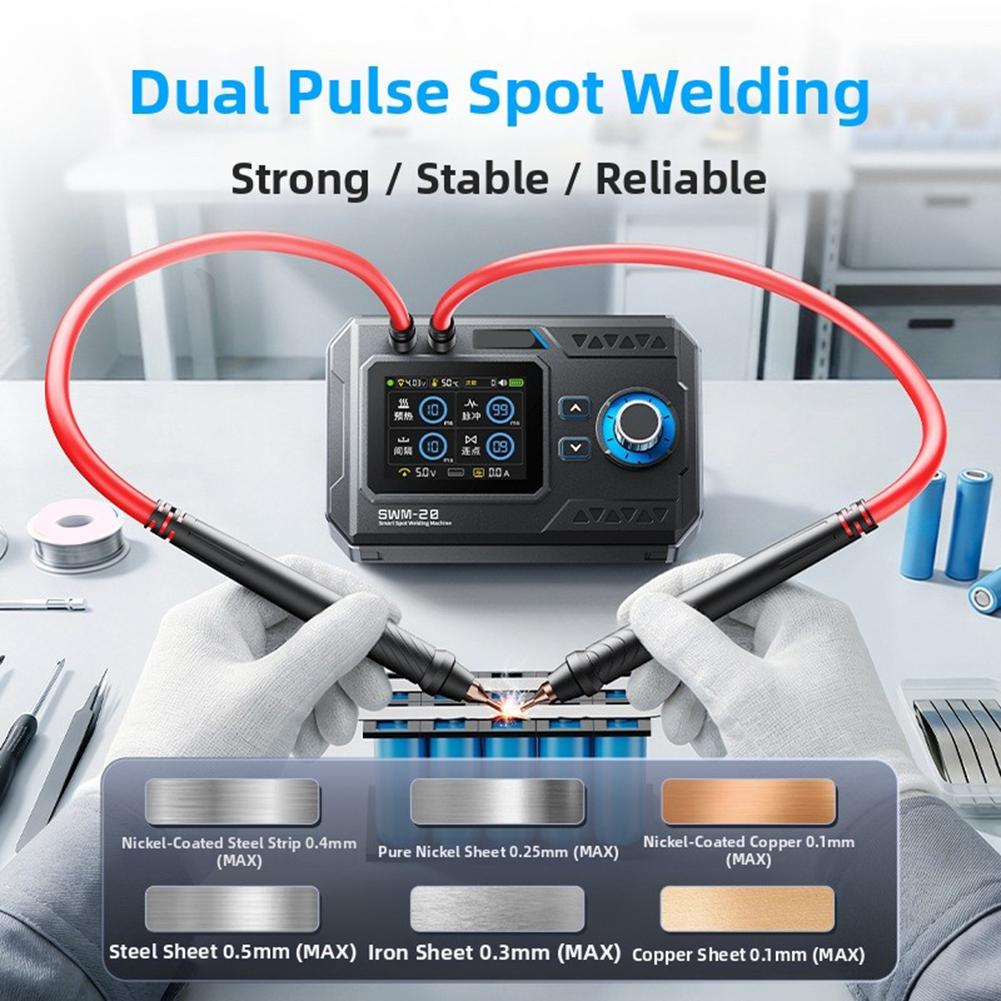 SWM-20 Handheld Spot Welding Machine Designed for Battery Tab Welding on Nickel Stainless Steel and Iron Sheets