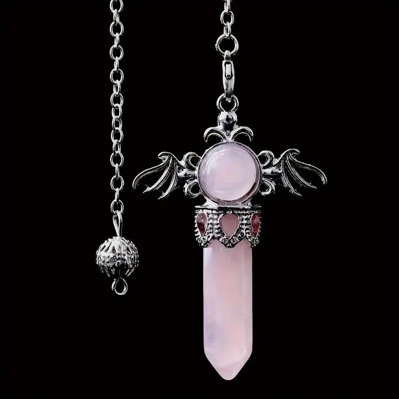 Natural Stone Angel Hexagonal Crystal Pendant - European-American Style