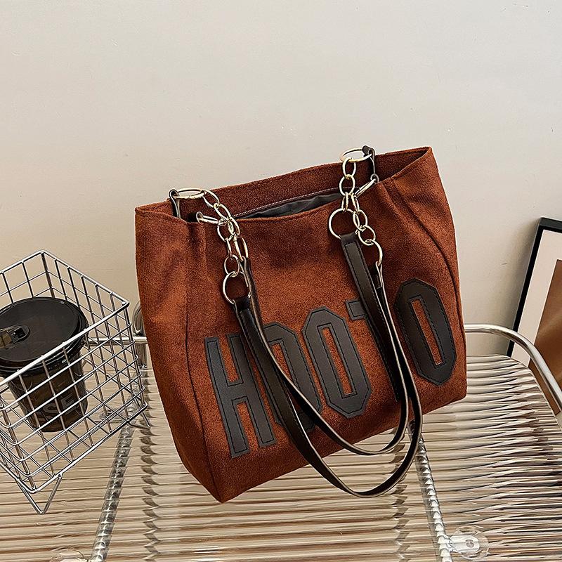 

Женская сумка большой вместимости новая сумка через плечо модная трендовая сумочка холщовая сумка темно-коричневого