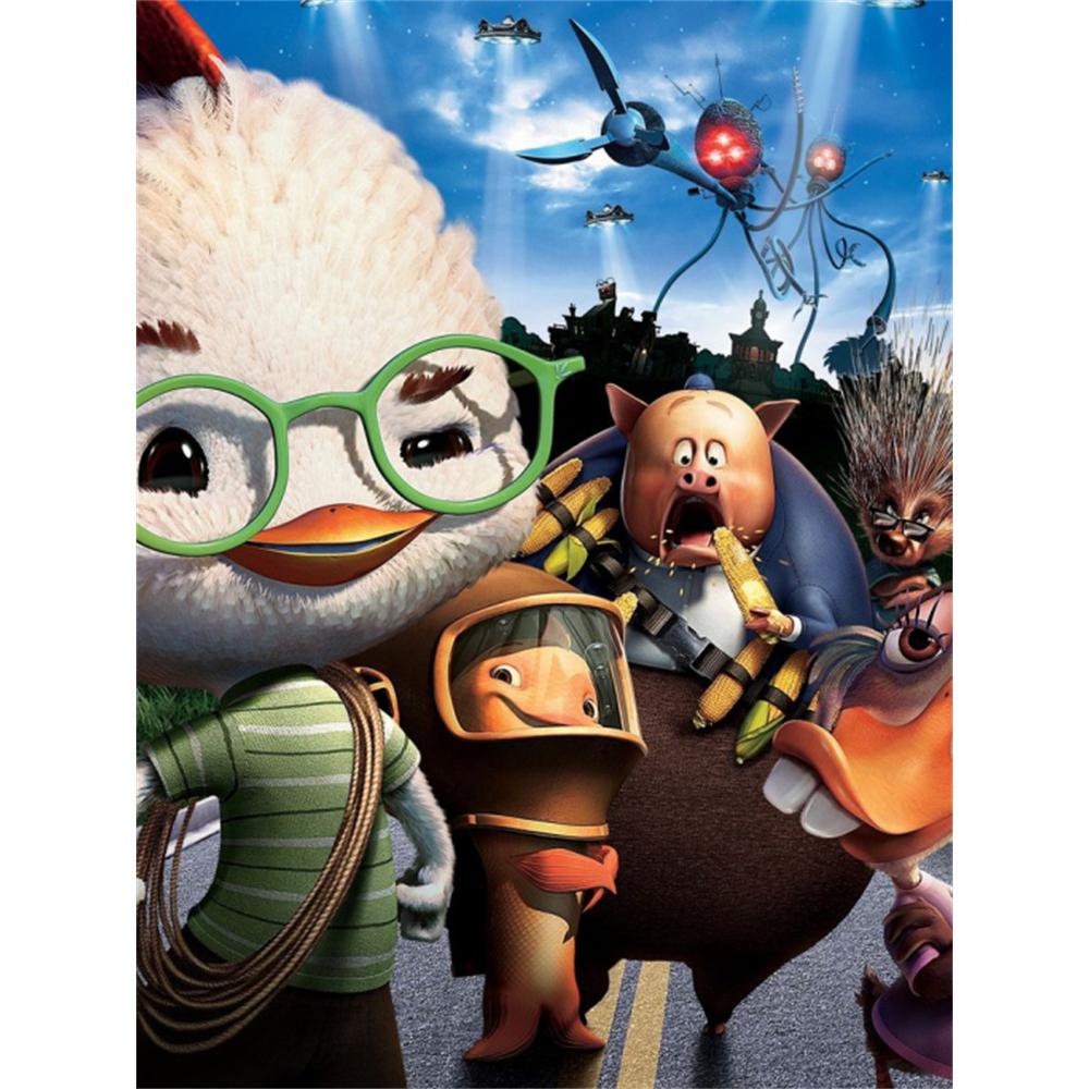 

Disney Diamond Painting Chicken The Four Eyed Poster Illustration 5D DIY Full Round Diamond Mosaic Cartoon Embroidery Art Painting Home Decoration Round 20x30cm