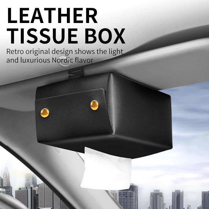 Auto Taschentuchbox hängend Sonnenblende Stuhllehne Armlehnenbox Auto Zeichenbox hängend kreativ Leder Auto Innenausstattung