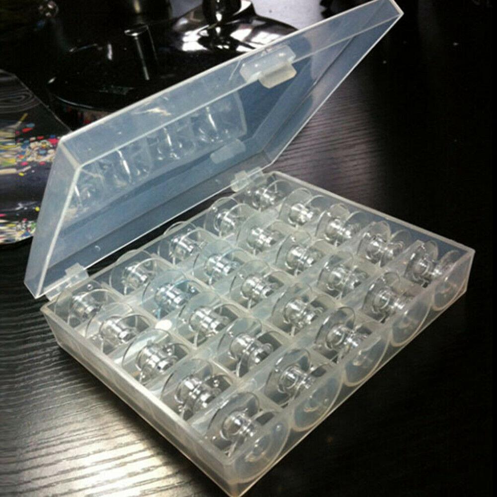 25 pz Nuove Bobine per Macchina da Cucire + Scatola di Plastica Per Brother Janome Singer