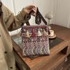 Retro Tassel Shoulder Bag Ethnic Style Large Capacity Tote Bag Weaving Geometric Pattern Handbag Women