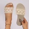 Fashion 2025 Linen Lace Slippers Women's Summer Sexy Flax Straw Mesh Slides Indoor Soft Breathable Flip Flops Home Handmade Shoes Silent