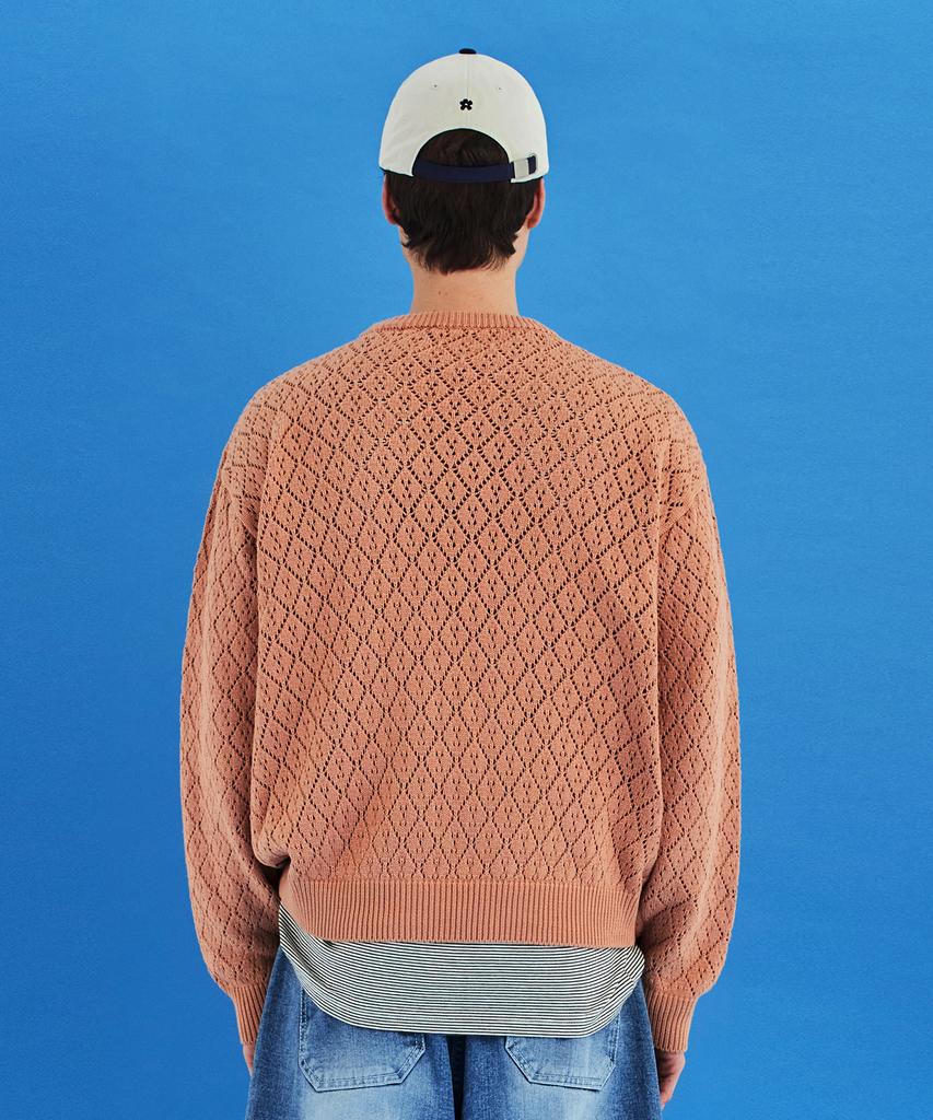 UNALLOYED Mesh Argyle Knit / Salmon
