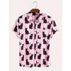 Summer Cute Cat Print Shirt Men's Casual Short Sleeve Hawaiian Casual Button Lapel Shirt For Summer Men Clothing Streetwear