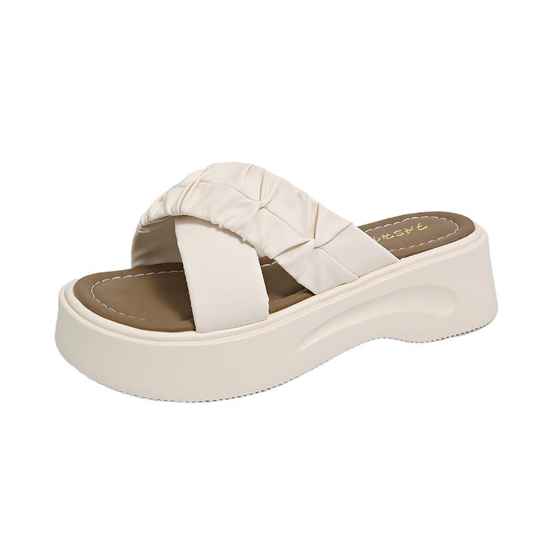 Fashion Shoes Woman 2025 Slippers Casual Pantofle Low Platform Shale Female Beach Luxury Summer New Sabot Slides PU Fabric Scandals Rome