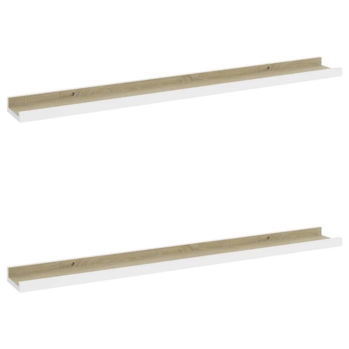 VidaXL Wall Shelves 2 Pcs White and Sonoma Oak 80x9x3 Cm