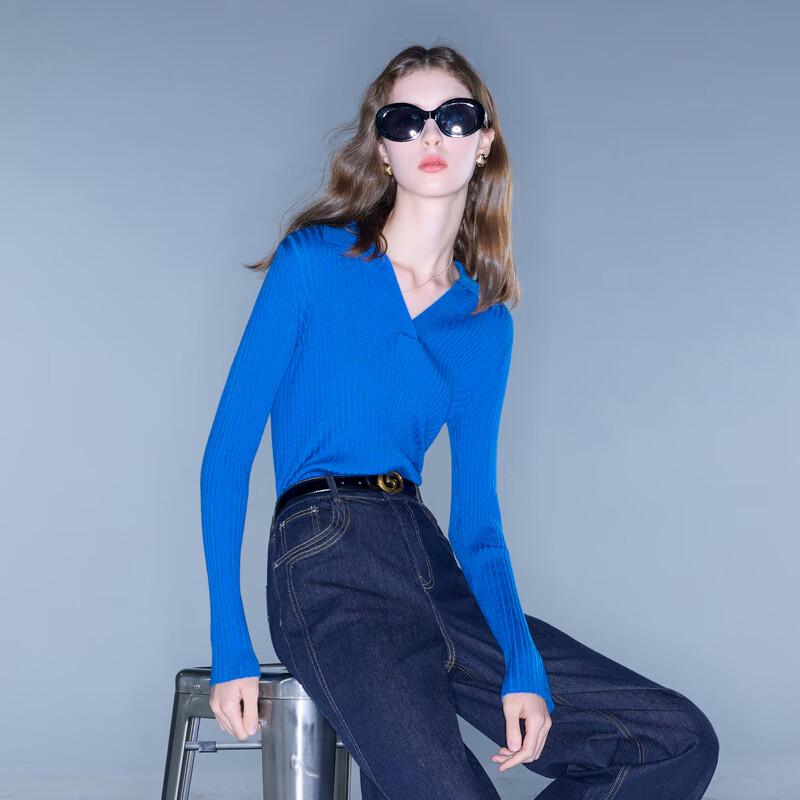 

Sancai Women s Rib-Knit Collared Slim-Fit Pullover Sweater M