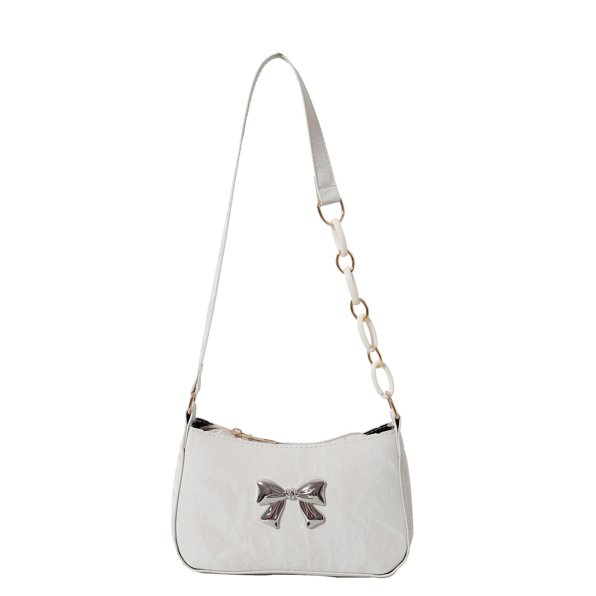 Корейский милый стиль бант цепочка женская сумка через плечо белый