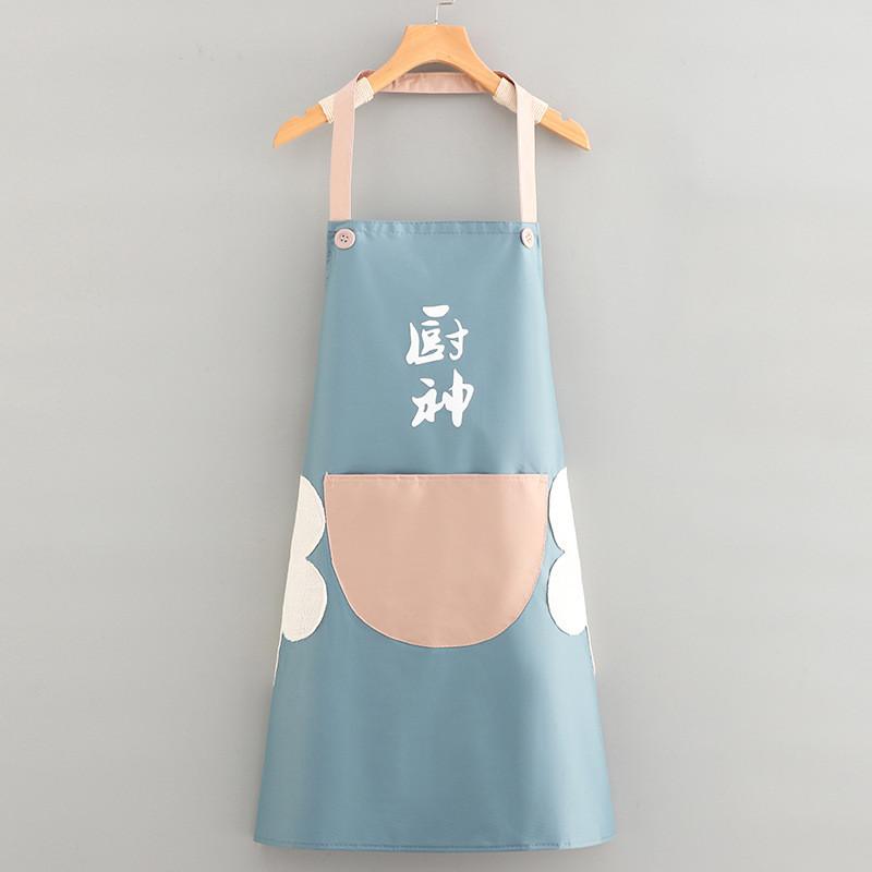 Chinese Chef Foodie Character Print Apron Oil Resistant Stain Proof Big Pocket
