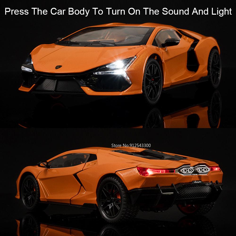 1:24 Scale Revuelto SCV12 Toy Car Model Alloy Diecast Doors Opened Sound Light Pull Back Racing Cars Models Home Decoration