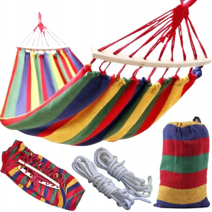 Hamak 2-Osobowy Xxl Leżak Ogorodowy Mocny Ze Stelażem Huśtawka 270X150 Wz5