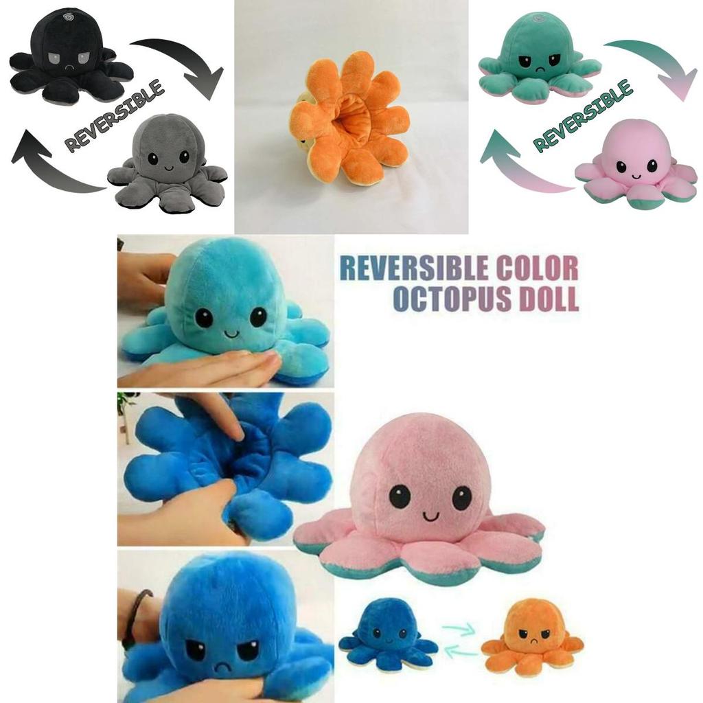 Jucărie de pluș moale și adorabilă, reversibilă, cu caracatiță, pentru copii