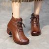 Winter Women Leather High Heel Warm Comfortable Shoes