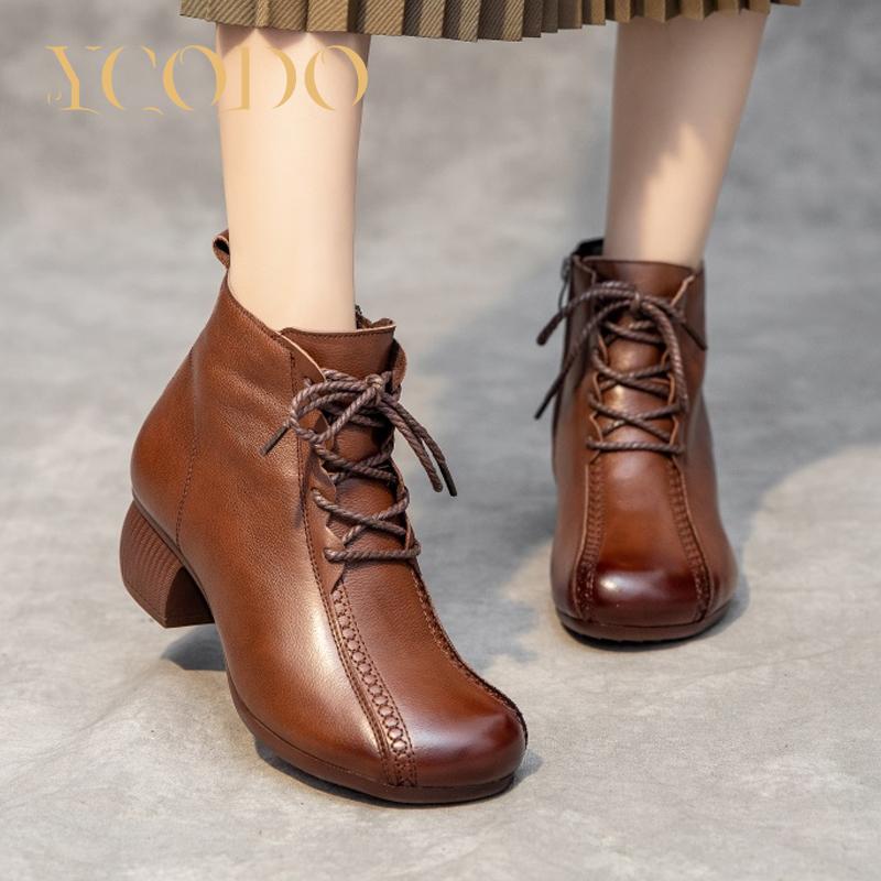 Winter Women Leather High Heel Warm Comfortable Shoes