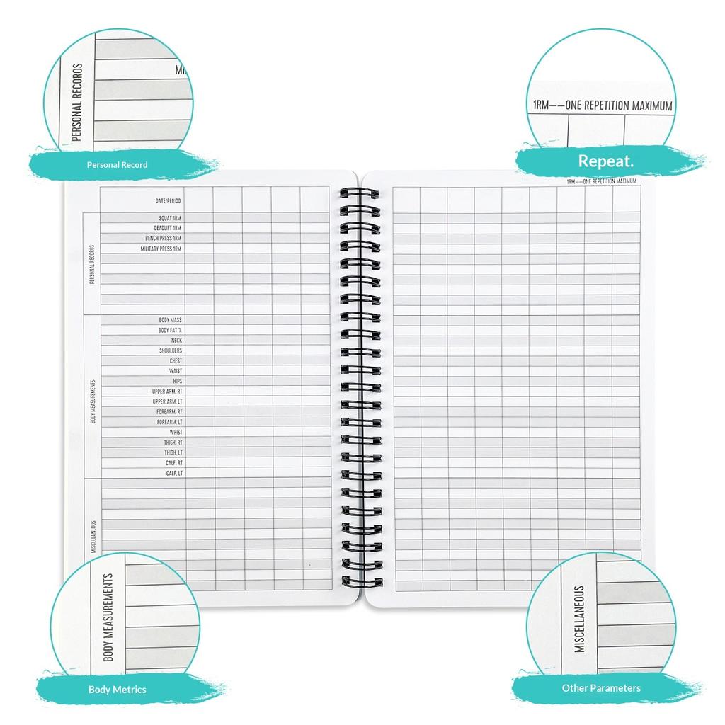 Henry Ciano Fitness Training Budget Planner Loose Leaf Notebook Fabric Cover Folded Leaflet Binding 25 Sheets Gift for Sports