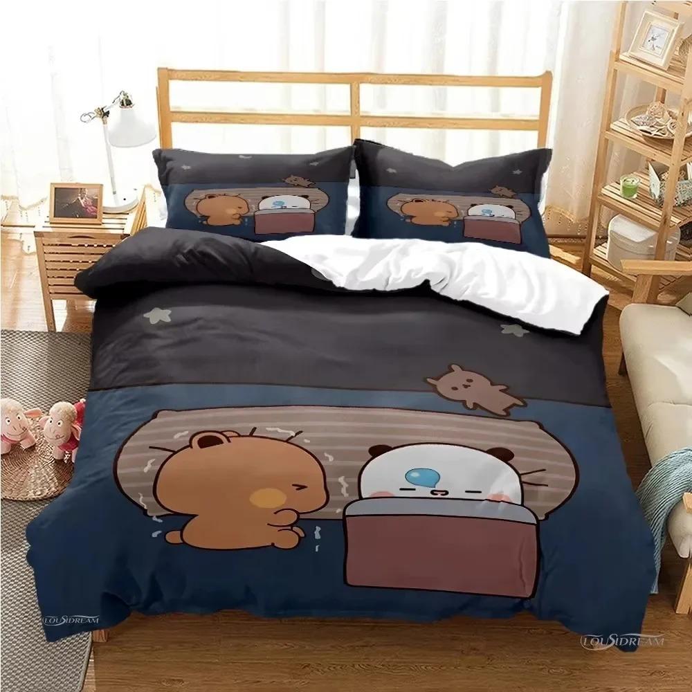 Comforter Cute Bubu Dudu Cartoon Bear Panda Bedding Set 3D Printed Suitable For Bedroom Kids Home Textile