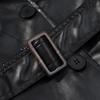 European and American Women's Faux Leather Fashion Trench Coat Jacket