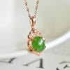 Hotan Jade S925 Silver Inlaid Jasper Egg Face Pendant for Women