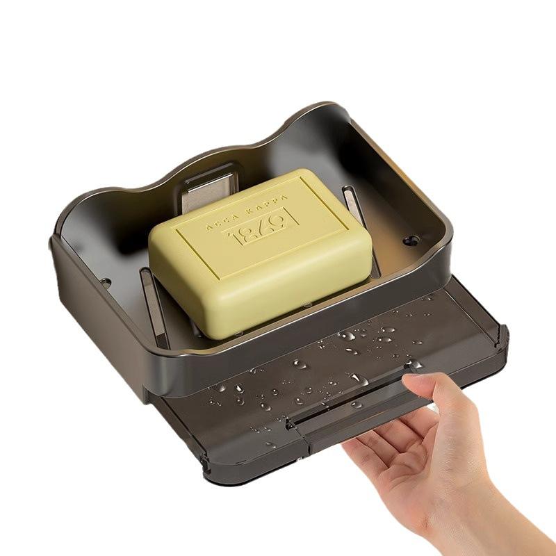 Wall-mounted Soap Box for Bathroom Double-layer Soap Draining Box,Wall Soap Storage Rack for Household Bathroom