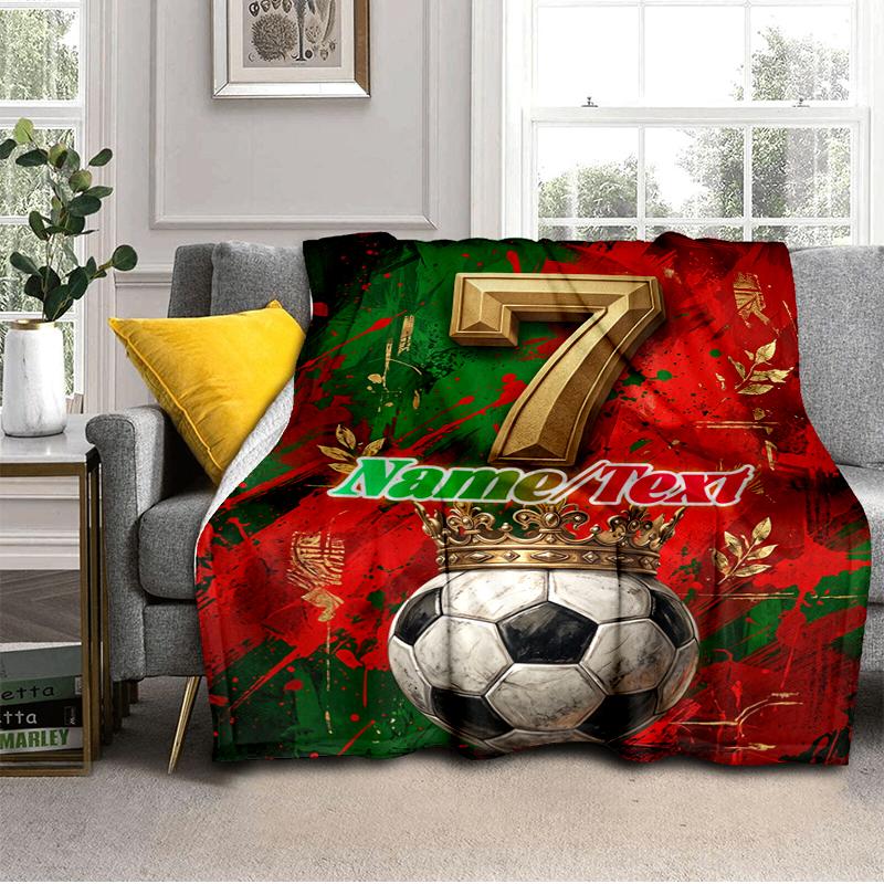 1PC Custom Name Soccer Legend Number outdooor Flannel blankets Throw Blanket All-Season Throw Gift Bedspread for Couch, Bed, Camping Holiday Birthday