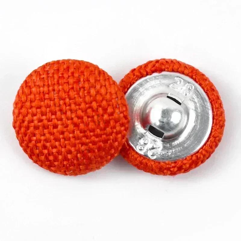 30Pcs Meetee 15-30mm Colorful Cloth Covered Button Linen Fabric Round Metal Shank Buttons DIY Clothing Home Sewing Accessories