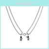 Trendy Silver Alloy Astronaut Couples Necklace With Creative Geometric Design For Fashion Lovers