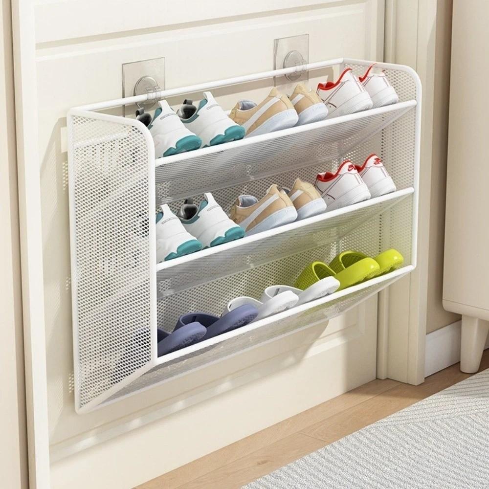 Door Mounted Shoe Rack Multi-Layer Wall-Mounted Storage Rack Hidden Storage Shelf  For Office