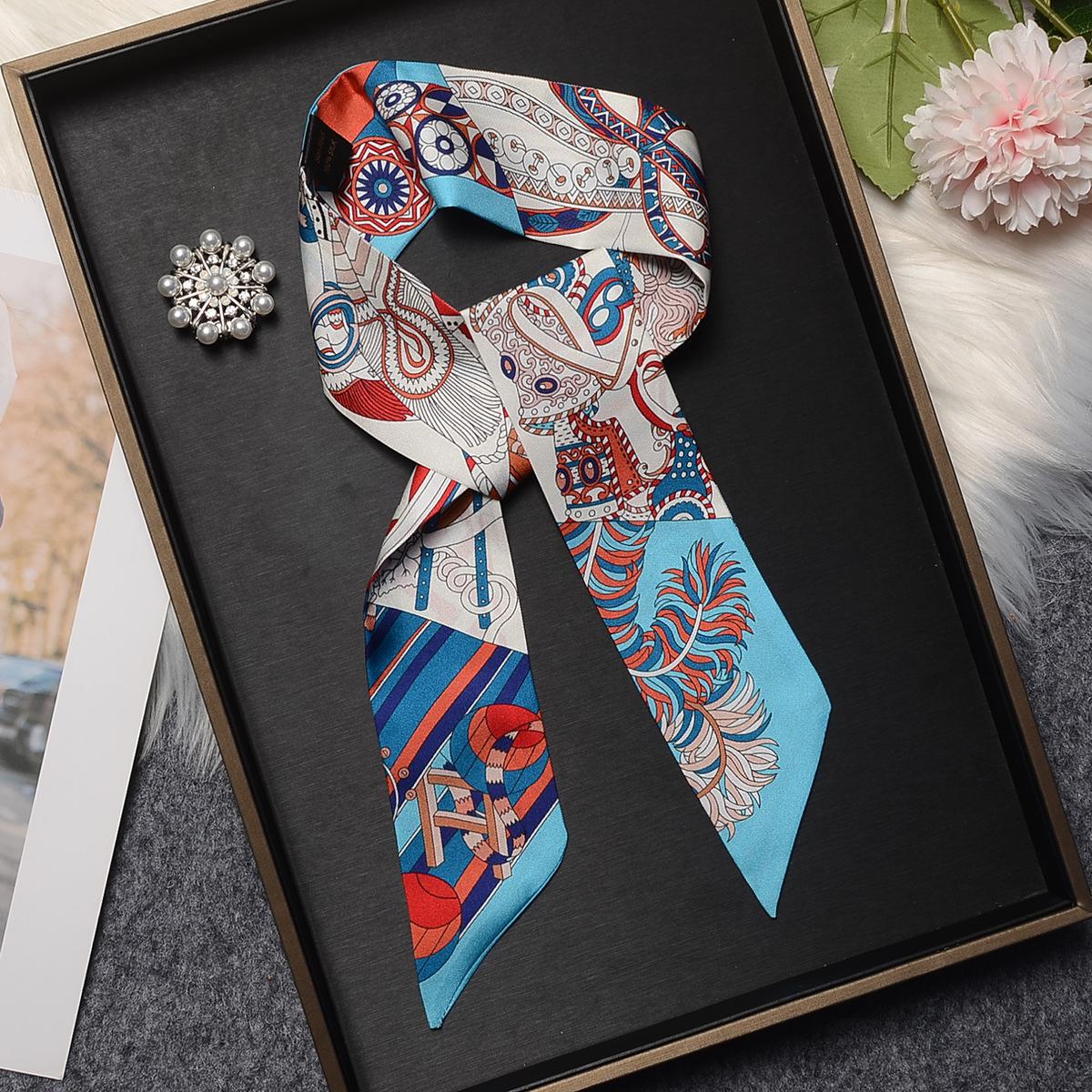 Hangzhou versatile mulberry silk scarf exquisite silk scarf headband silk streamer women s hair band tied hair small scarf yarn 86*5