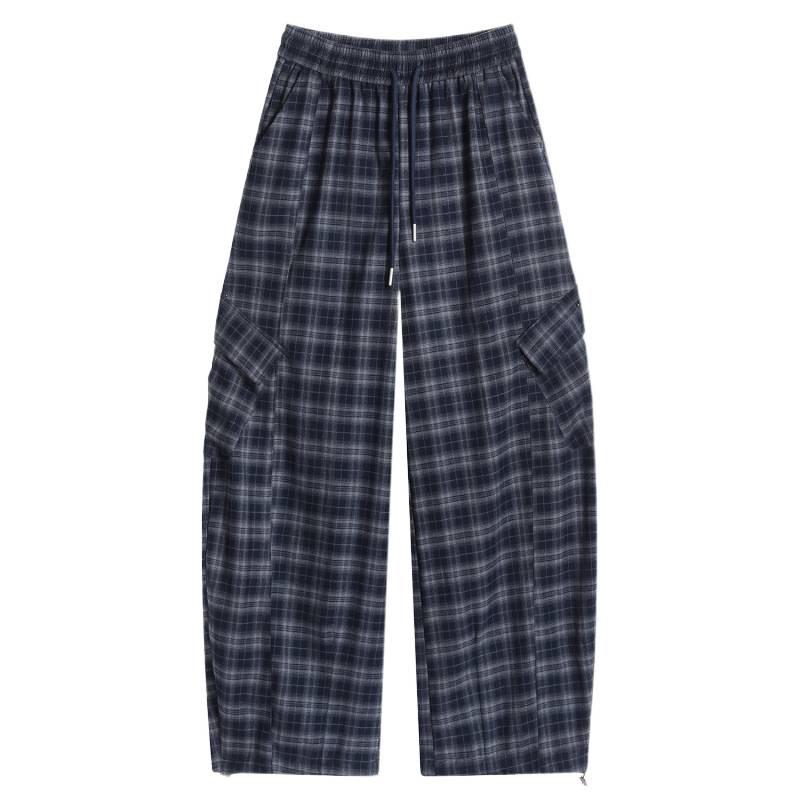 2026 Autumn Women's Retro Plaid High Waist Wide Leg Pants - Two-Way Casual & Sporty Wear