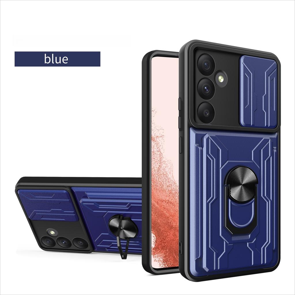 For Samsung Galaxy S21 S23 S24 S25 FE M55 M14 M53 M51 M52 S20 Plus Ultra Car Mounted Magnetic Rotating Ring Card Slot Phone Case