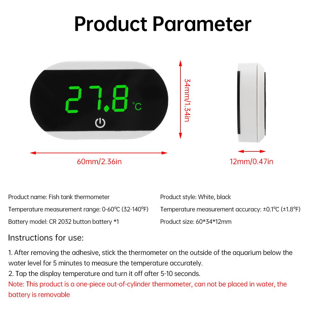 Digital Aquarium Thermometer LED Display Electronic Fish Tank Water Temperature Measurement Control Temp Meter Gauge