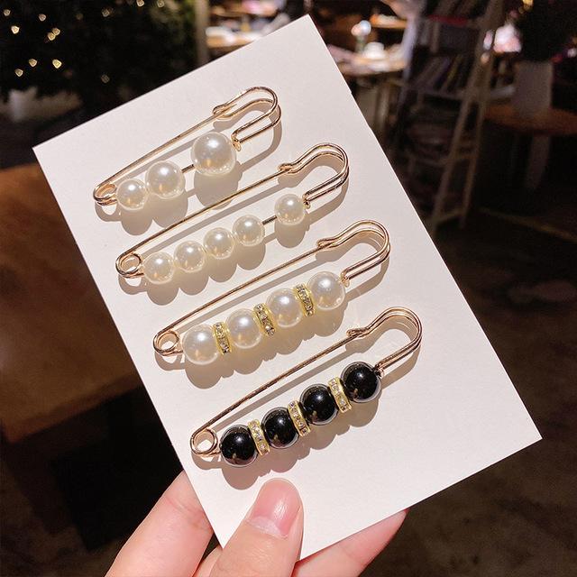 5 /10pcs /Pack Enamel Pins Pearl Neckline Brooches Small Collar Lapel Scarf Buckle Pin Fixed Clothes Invisible Brooch Jewelry Sets