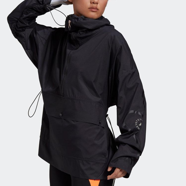 Adidas X Stella McCartney Collaboration Letter Print Windbreaker Training Jacket Women Jacket Black FU1162