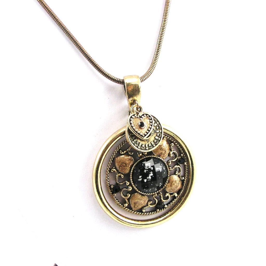 Les Trésors De Lily [G5194] - Designer Necklace 'Judith' Black Gold