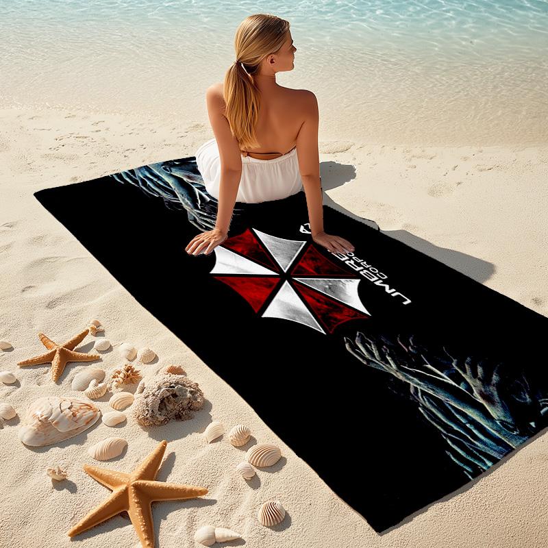 Resident Evil game, Umbrella Corporation, soft beach towel, outdoor camping vacation swimming beach towel, outdoor absorbent bath towel, Q11
