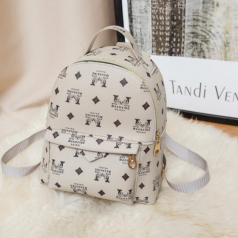 Retro Printed Backpack Zipper Women's Bag Large Capacity Texture