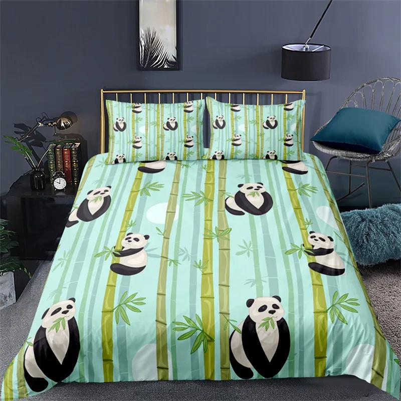 Cute Cartoon Panda Duvet Cover Twin Queen For Boys Girls Teen Soft Animal Theme Panda Bedding Set With Pillowcases Bedroom Decor