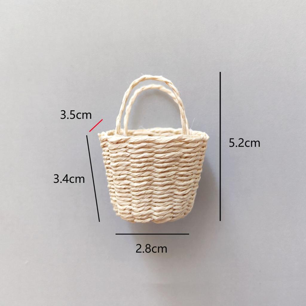 Miniature Mini Dollhouse Bouquet Basket Handmade Fashion Hand Woven Basket Diy Paper Vine Basket For Bjd Dolls/For Ob11 Dolls